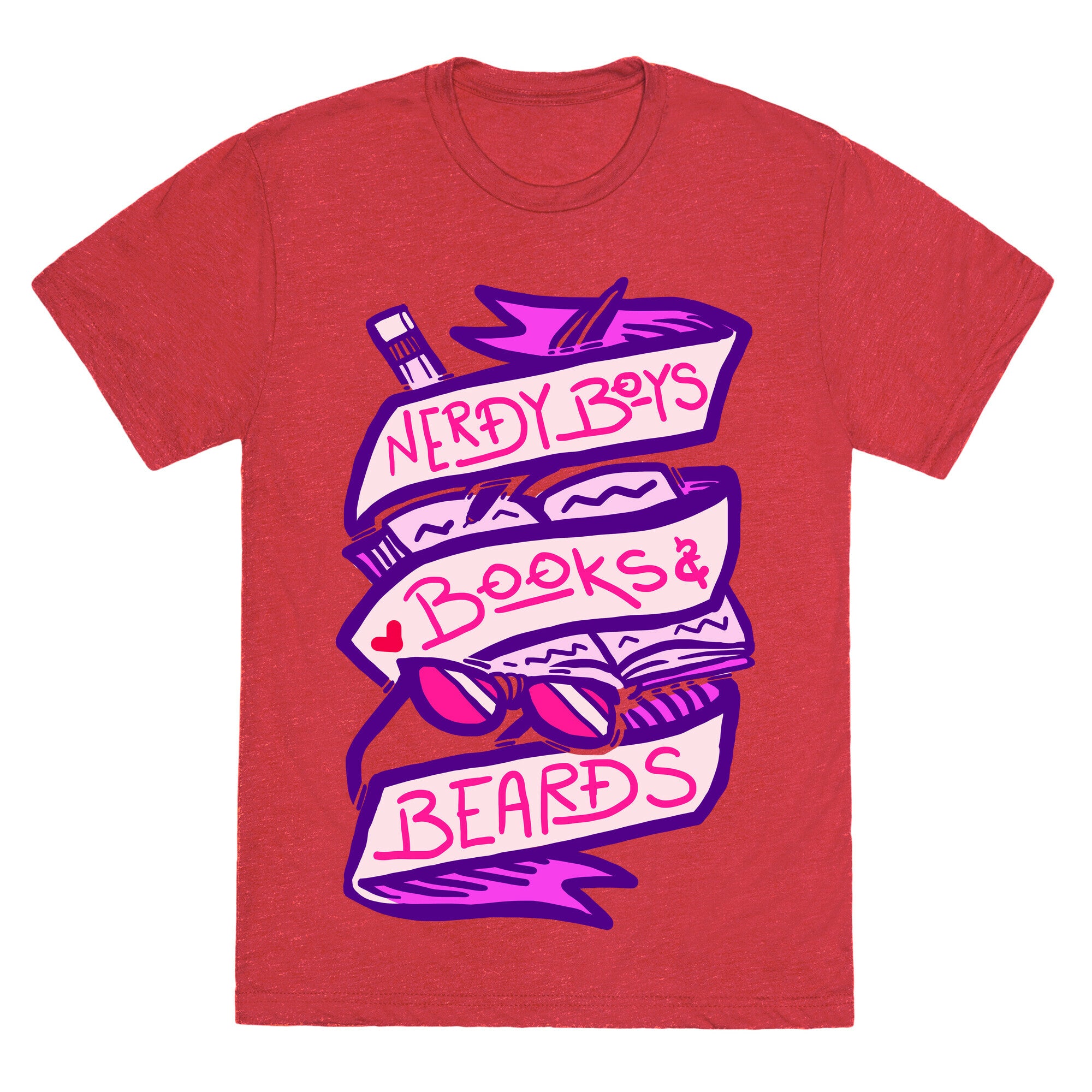 Nerdy Boys Books And Beards Unisex Triblend Tee